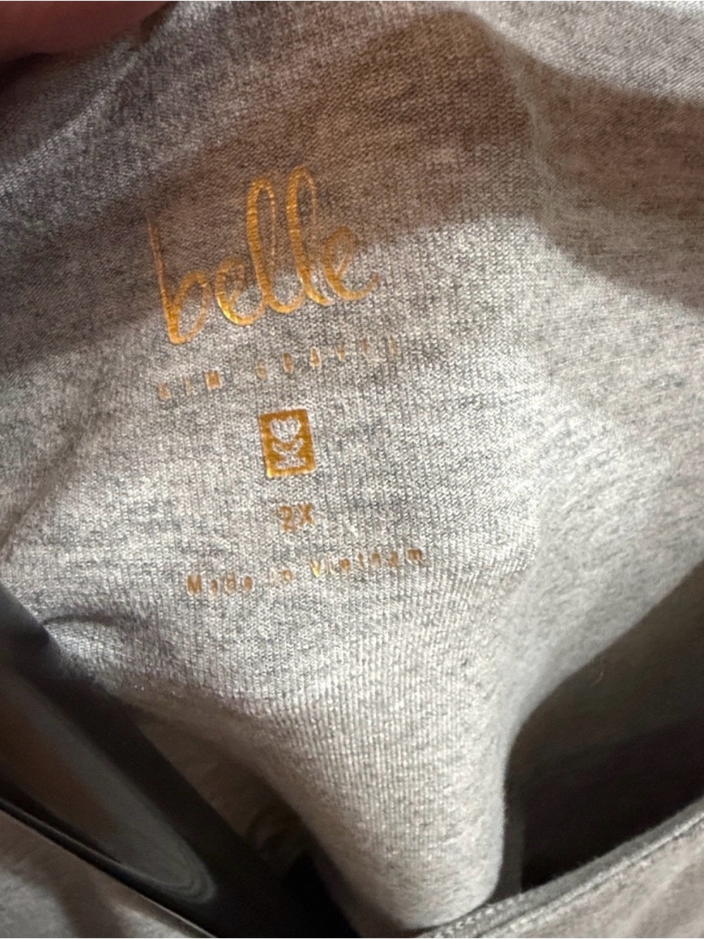 Belle by Kim Gravel Colorblock Leopard Print Top | 2X | Gray Black 3/4 Sleeve - Picture 3 of 4